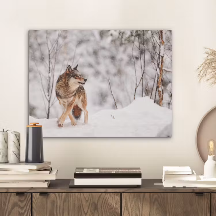 Wolf - Winter - Sneeuw - Natuur - Dieren PET vilt klein -sfeer1