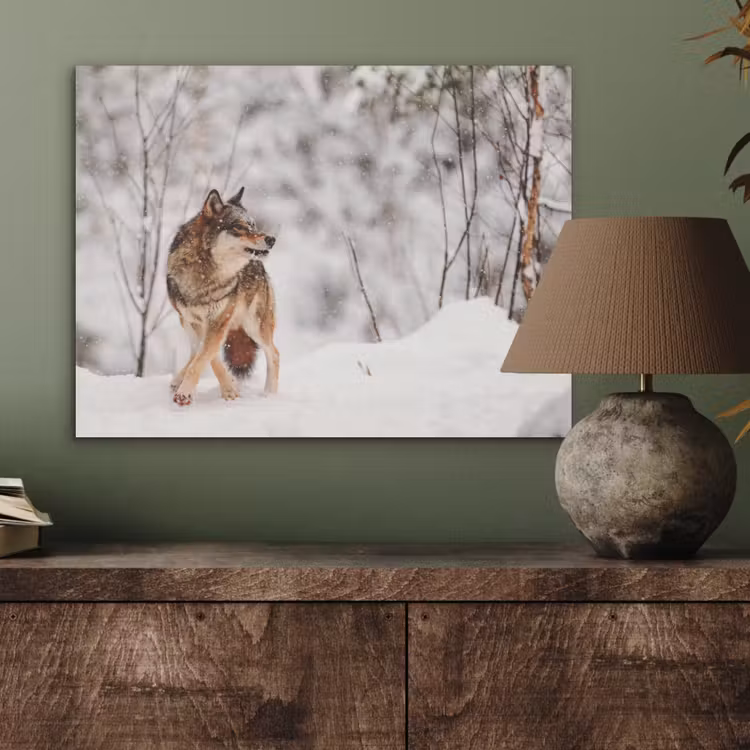 Wolf - Winter - Sneeuw - Natuur - Dieren PET vilt klein -sfeer2
