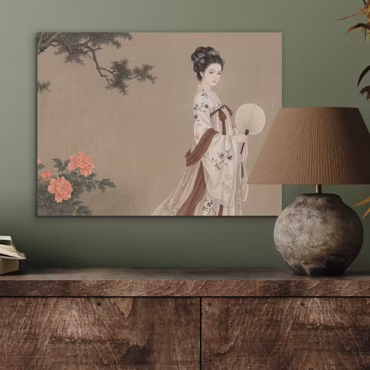 Vrouw - Azië - Kunst - Beige PET vilt klein -sfeer2