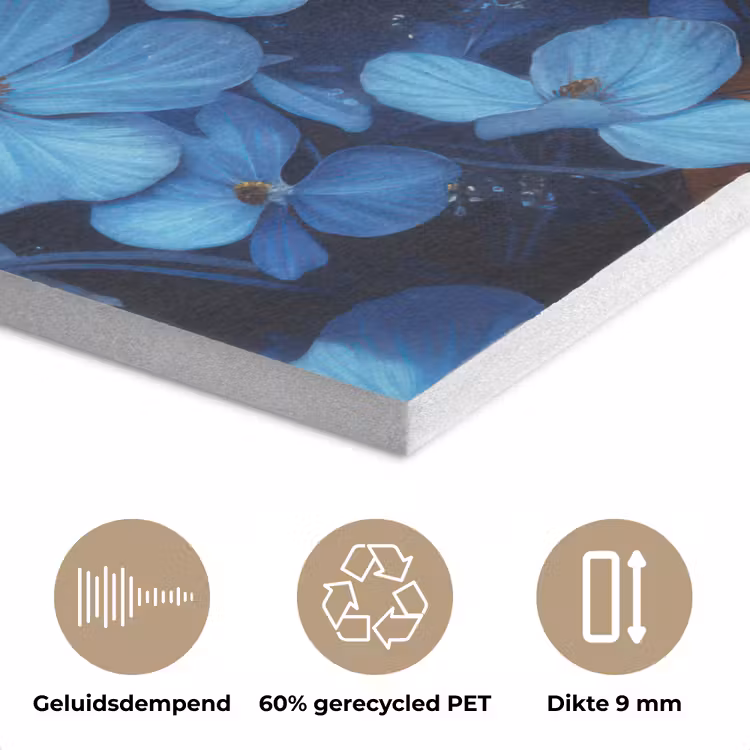 Vrouw - Blauw - Bloemen - Vlinders - Natuur PET vilt klein -closeup_NL
