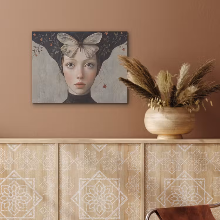 Woman - Butterfly - Art - Classic - Muted PET vilt klein -sfeer4