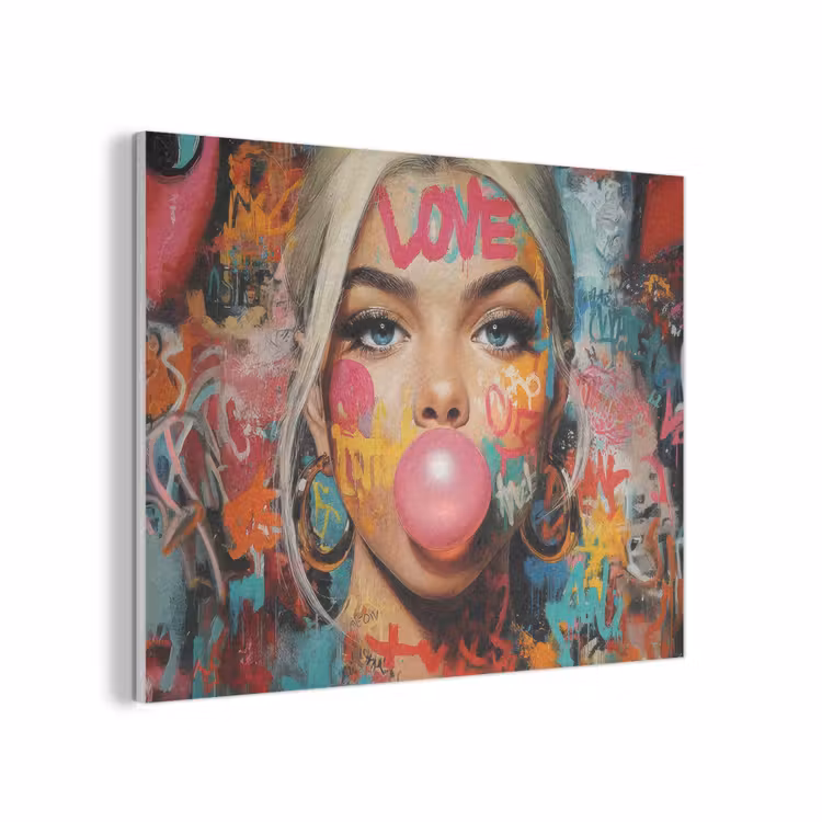 Vrouw - Kauwgom - Graffiti - Love PET vilt klein -3d