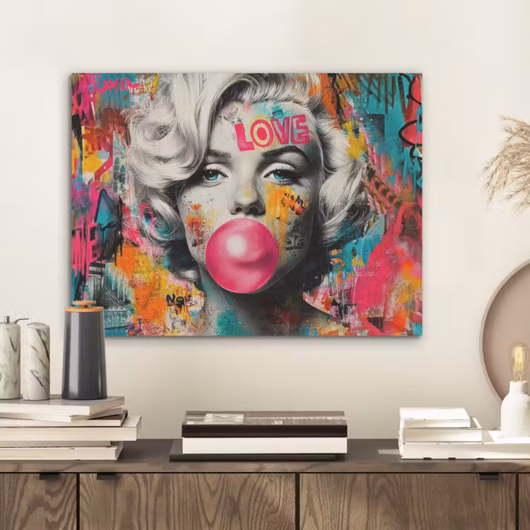 Vrouw - Kauwgom - Graffiti - Neonkleuren PET vilt klein -sfeer1