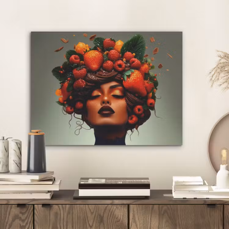 Vrouw - Chocolade - Frambozen - Aardbeien - Koekjes PET vilt klein -sfeer1