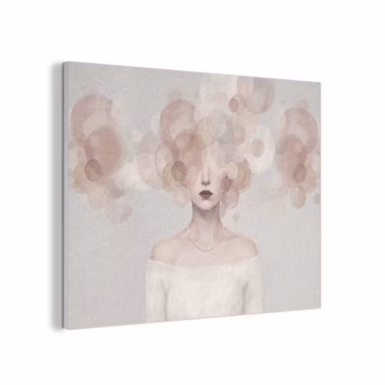 Vrouw - Cirkels - Beige PET vilt klein -3d