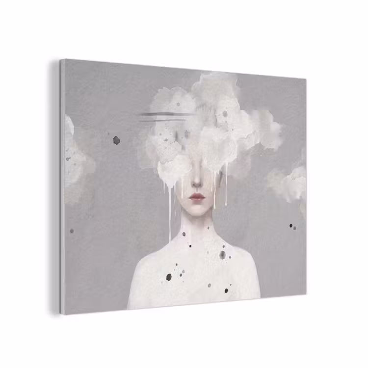 Vrouw - Wolk - Grijs PET vilt klein -3d