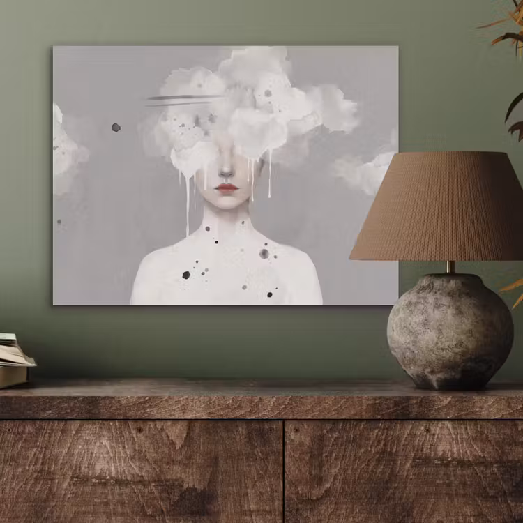 Vrouw - Wolk - Grijs PET vilt klein -sfeer2
