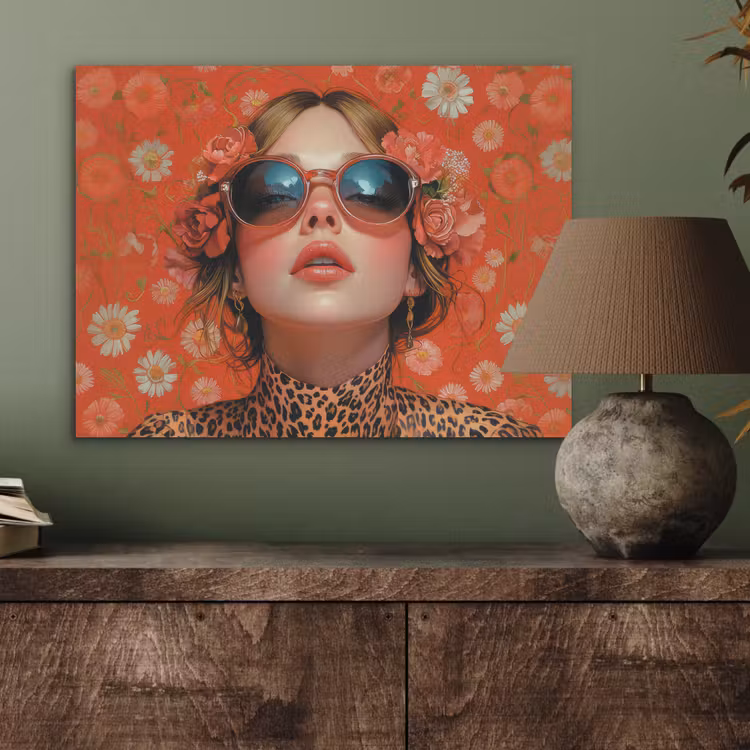 Vrouw - Kleurrijk - Dierenprint - Bloemen PET vilt klein -sfeer2