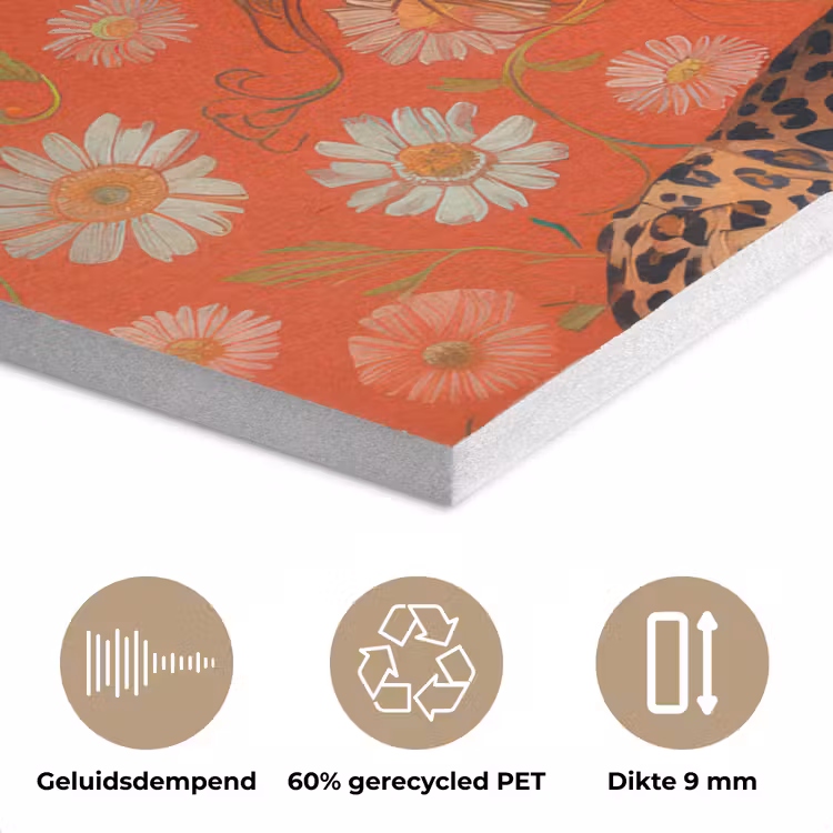 Vrouw - Kleurrijk - Dierenprint - Bloemen PET vilt klein -closeup_NL