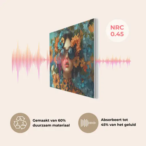 Vrouw - Bloemen - Oranje - Blauw - Modern PET vilt klein -USP_NL