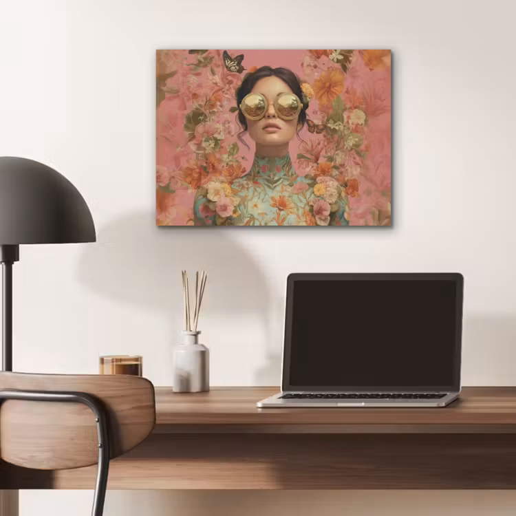 Vrouw - Bril - Roze - Bloemen PET vilt klein -sfeer5