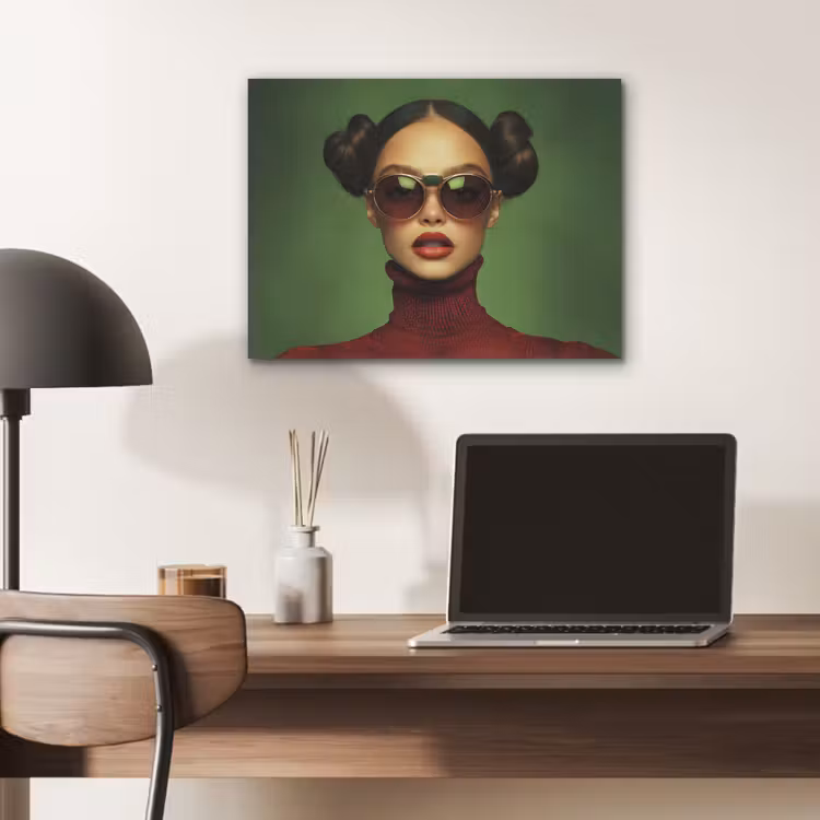 Vrouw - Groen - Bril - Aesthetic - Modern PET vilt klein -sfeer5