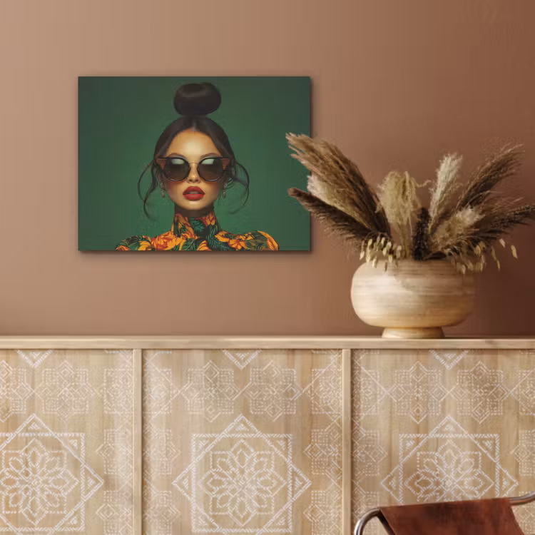 Vrouw - Groen - Modern - Bril - Abstract PET vilt klein -sfeer4