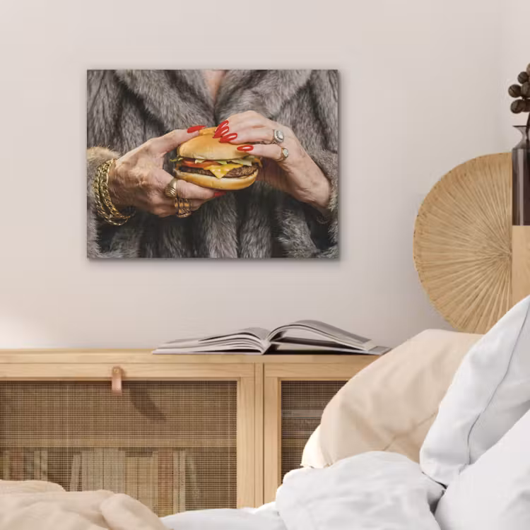 Vrouw - Hamburger - Bontjas PET vilt klein -sfeer3