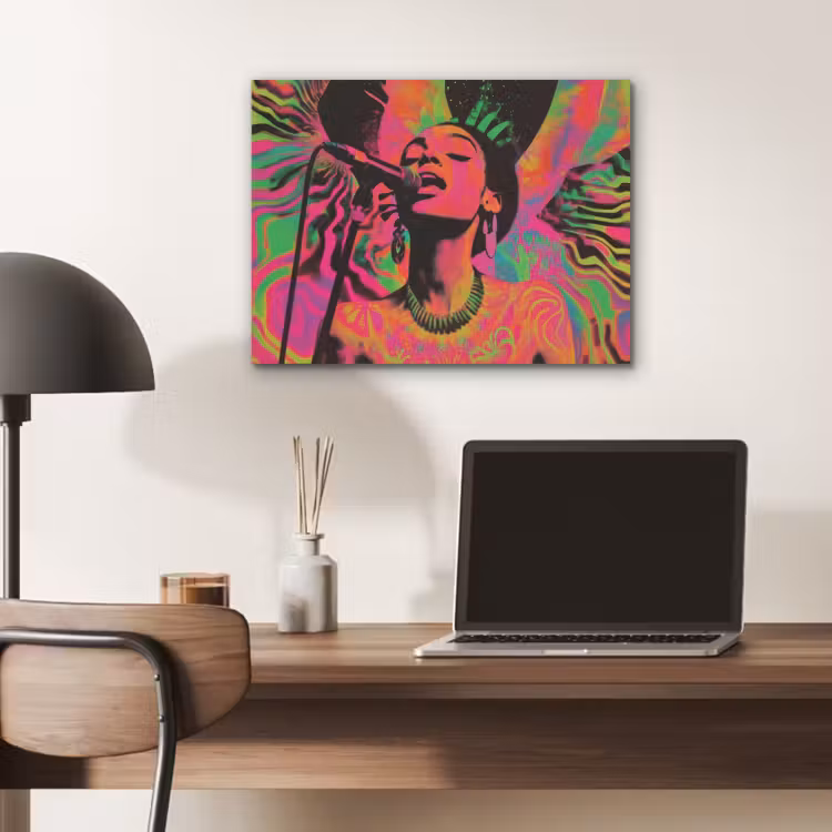 Vrouw - Microfoon - Neon PET vilt klein -sfeer5