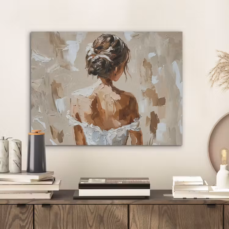 Vrouw - Verf - Abstract - Beige - Modern PET vilt klein -sfeer1
