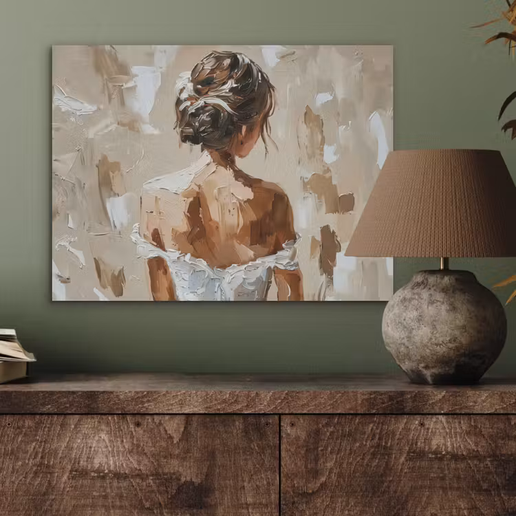 Vrouw - Verf - Abstract - Beige - Modern PET vilt klein -sfeer2