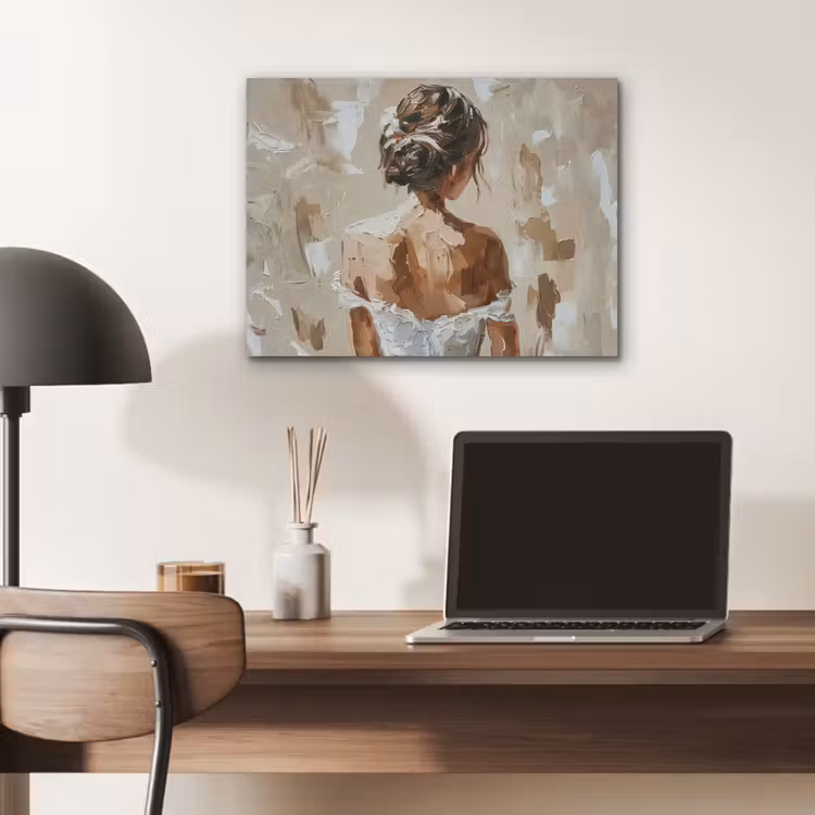Vrouw - Verf - Abstract - Beige - Modern PET vilt klein -sfeer5