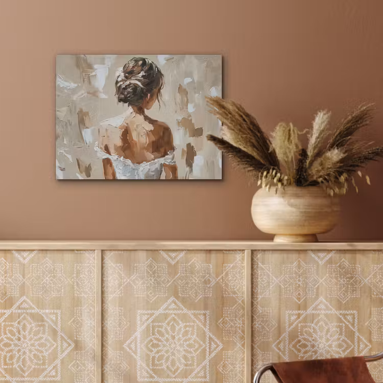 Vrouw - Verf - Abstract - Beige - Modern PET vilt klein -sfeer4