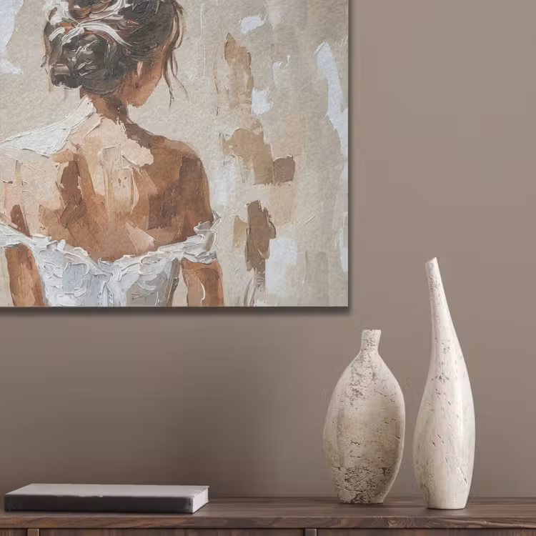 Vrouw - Verf - Abstract - Beige - Modern PET vilt klein -sfeer6_closeup