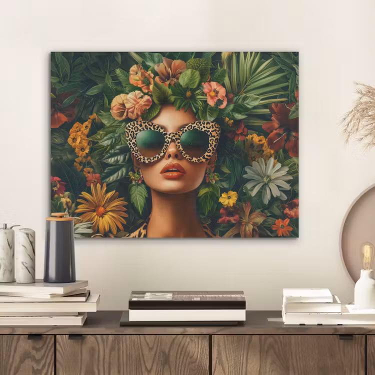 Vrouw - Panterprint - Jungle - Natuur - Luxe PET vilt klein -sfeer1