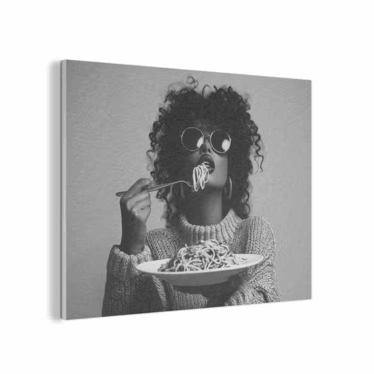 Vrouw - Pasta - Zwart - Wit PET vilt klein -3d