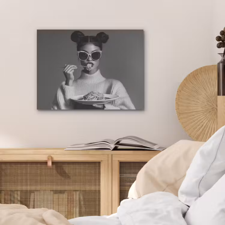 Vrouw - Pasta - Zonnebril PET vilt klein -sfeer3
