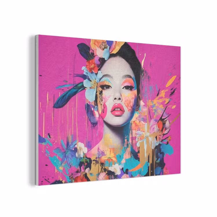 Vrouw - Portret - Abstract - Paars PET vilt klein -3d