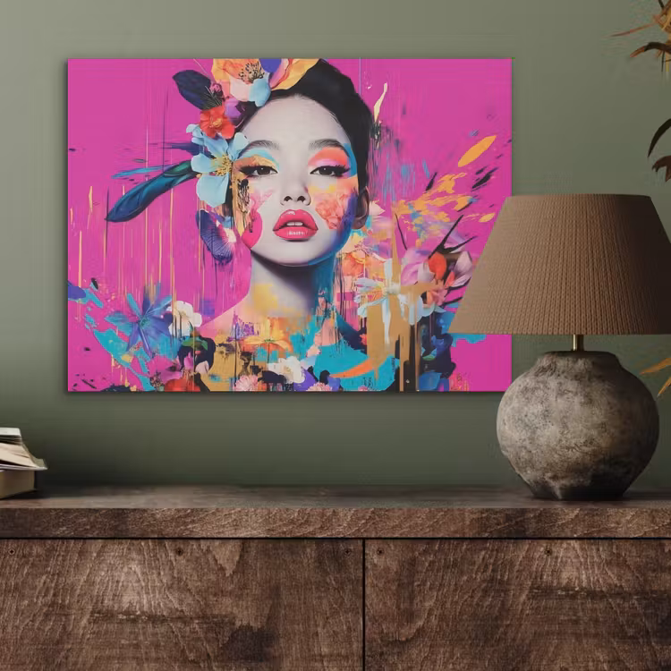 Vrouw - Portret - Abstract - Paars PET vilt klein -sfeer2