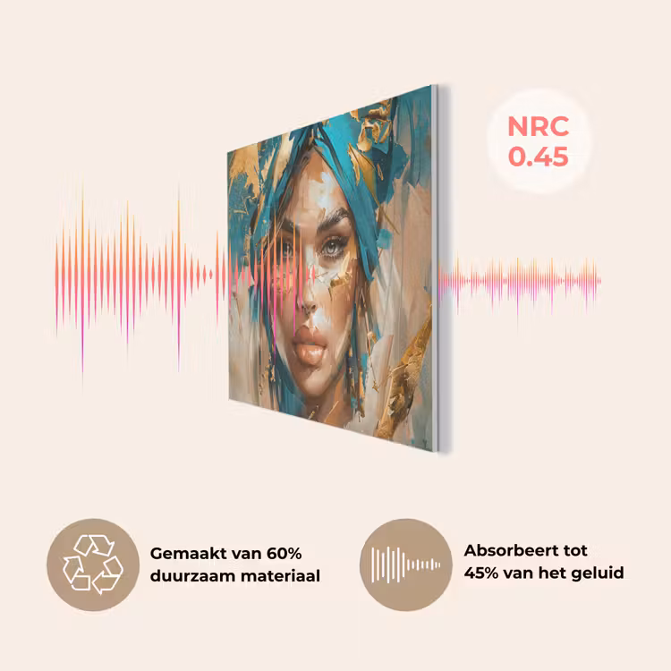 Vrouw - Portret - Goud - Luxe - Blauw PET vilt klein -USP_NL