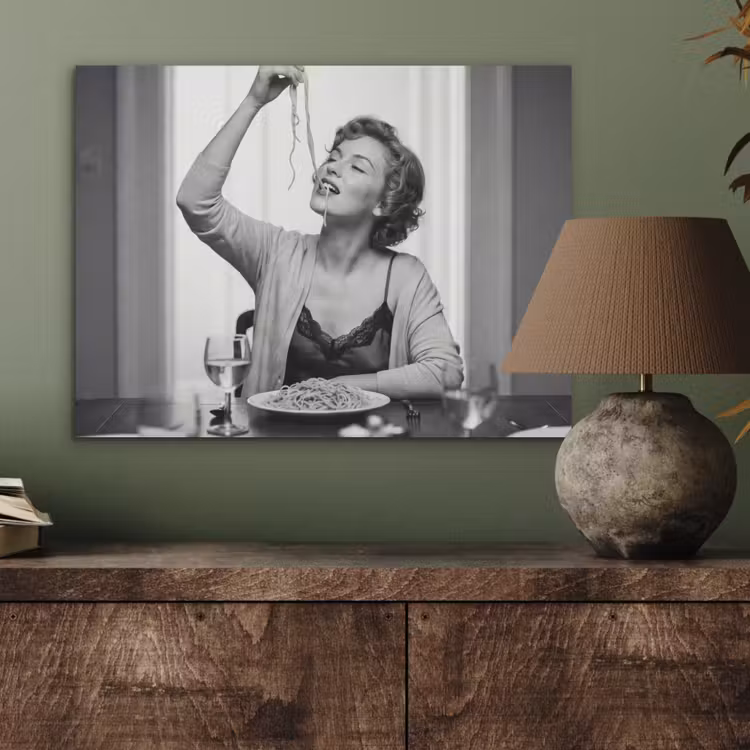 Vrouw - Spaghetti - Zwart - Wit PET vilt klein -sfeer2