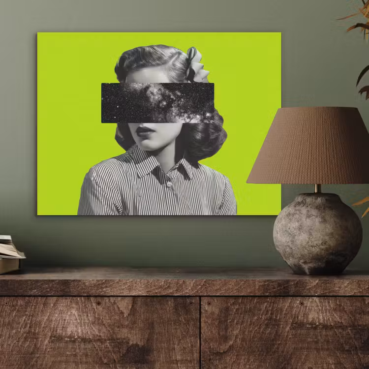 Vrouw - Sterrenhemel - Groen PET vilt klein -sfeer2