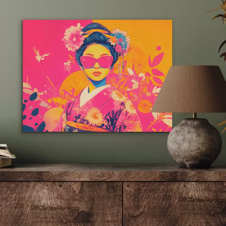 Vrouw - Zonnebril - Abstract - Oranje PET vilt klein -sfeer2
