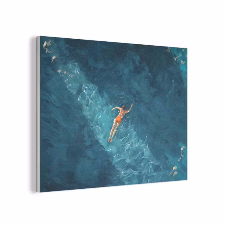 Vrouw - Water - Bikini - Oranje PET vilt klein -3d