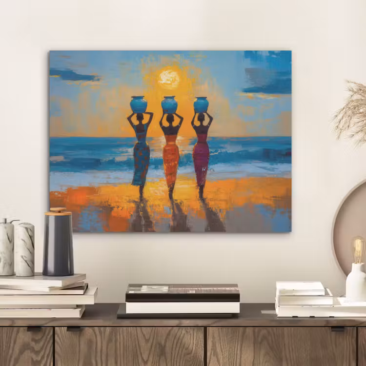 Vrouwen - Strand - Zondsondergang PET vilt klein -sfeer1