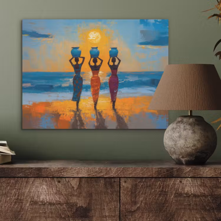 Vrouwen - Strand - Zondsondergang PET vilt klein -sfeer2