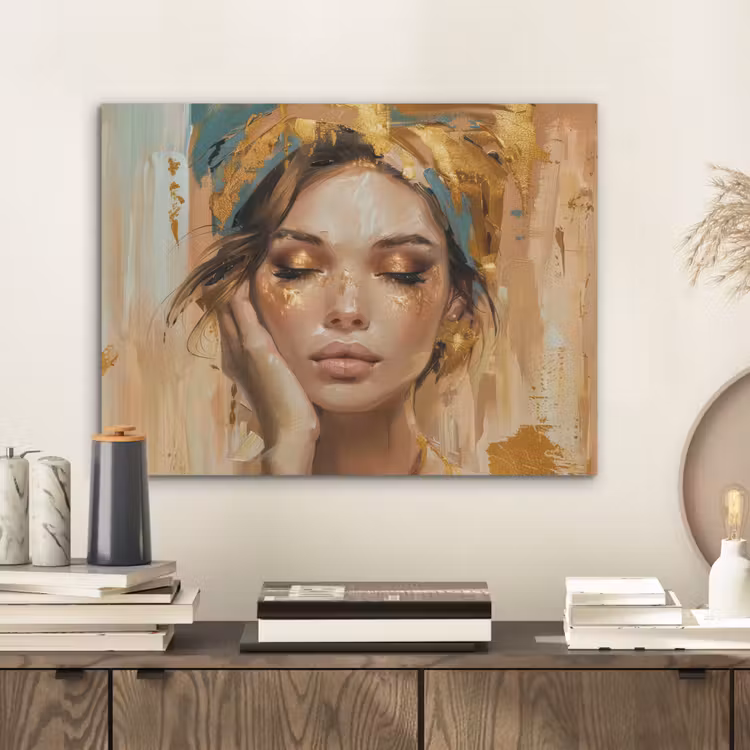 Vrouwen - Portret - Luxe - Goud PET vilt klein -sfeer1