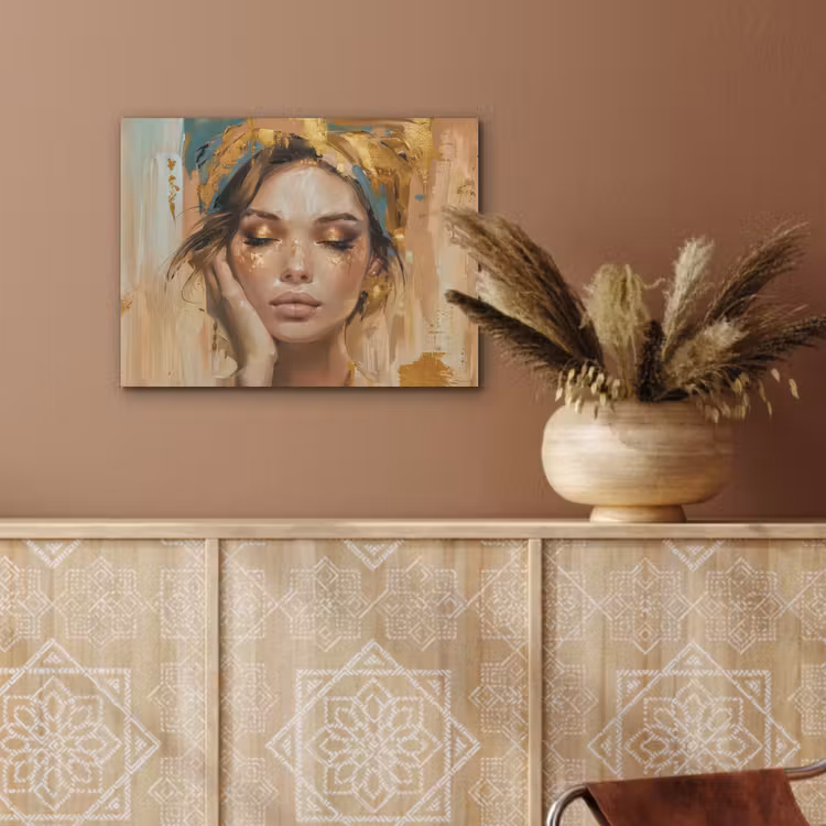 Vrouwen - Portret - Luxe - Goud PET vilt klein -sfeer4