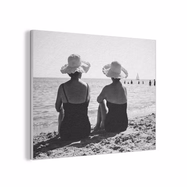 Vrouwen - Zonnehoed - Strand - Zwart - Wit PET vilt klein -3d
