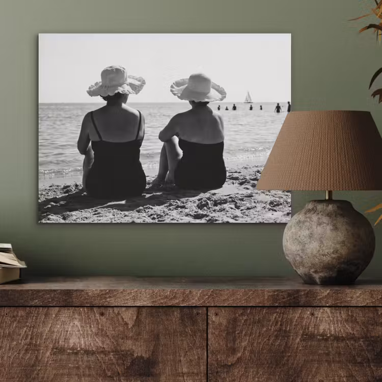 Vrouwen - Zonnehoed - Strand - Zwart - Wit PET vilt klein -sfeer2