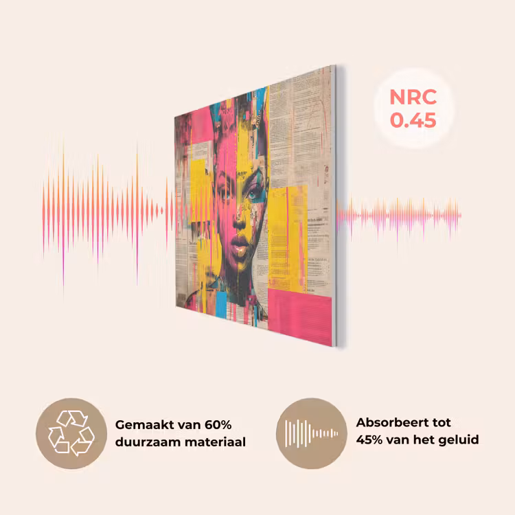 Vrouwengezicht - Krantenpapier - Abstract - Roze PET vilt klein -USP_NL