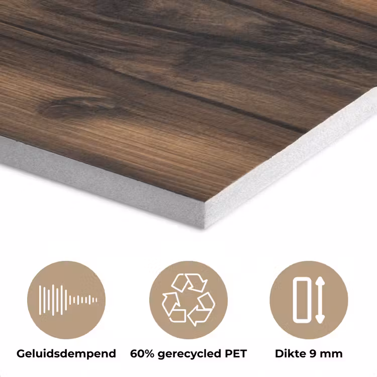 Hout - Rustiek - Donkere Planken PET vilt middel -closeup_NL