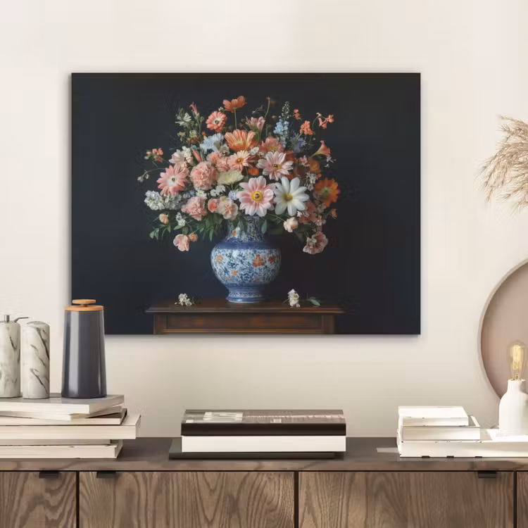 Hout - Vaas - Kleuren - Bloemen PET vilt klein -sfeer1