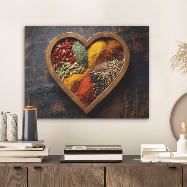 Houten - Hart - Kleurrijke - Specerijen PET vilt klein -sfeer1