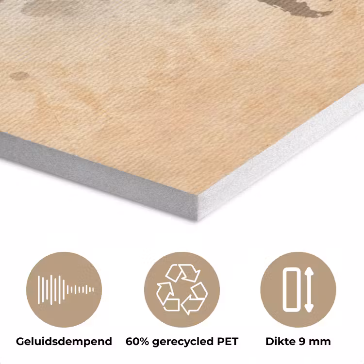 Wereldkaart - Beige - Bruin PET vilt klein -closeup_NL