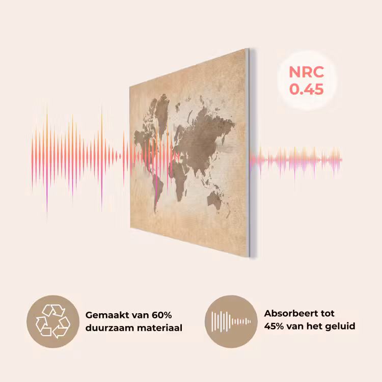 Wereldkaart - Beige - Bruin PET vilt klein -USP_NL