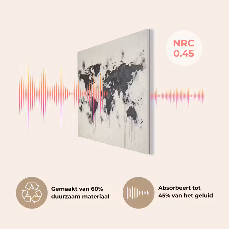 Wereldkaart - Zwart - Inkt PET vilt klein -USP_NL