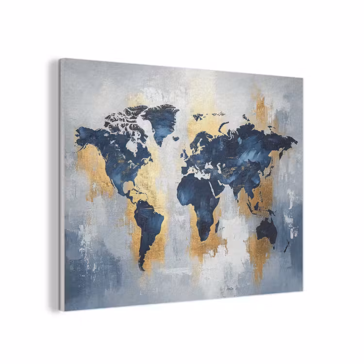Wereldkaart - Blauw - Abstract PET vilt klein -3d