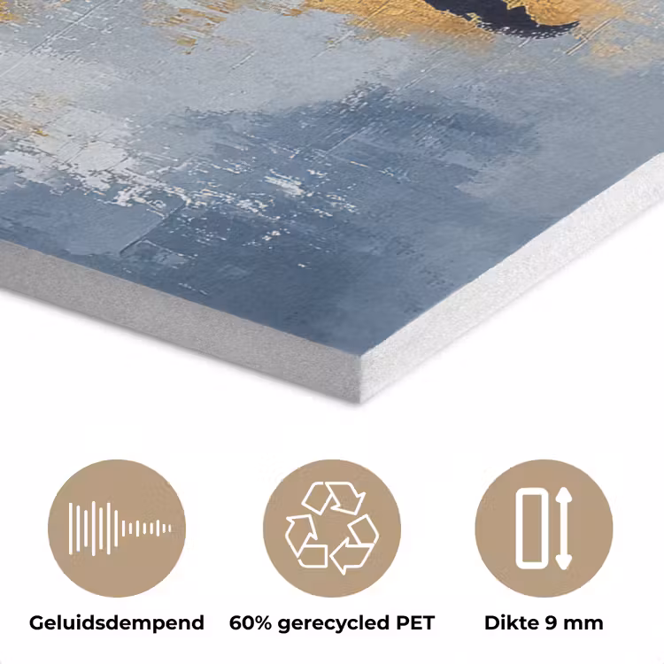 Wereldkaart - Blauw - Abstract PET vilt klein -closeup_NL