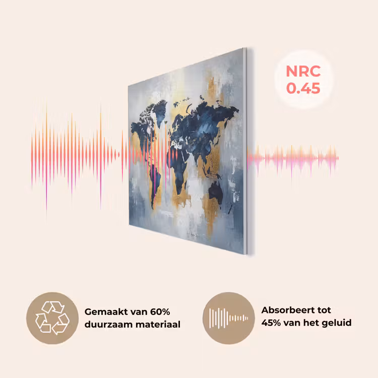 Wereldkaart - Blauw - Abstract PET vilt klein -USP_NL